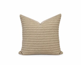 Striped Linen Pillow Cover, Modern Farmhouse