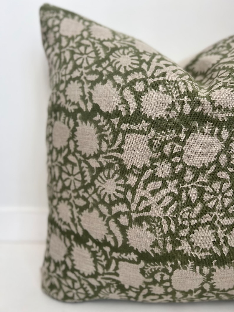 Floral Block Print Pillow Cover image 5