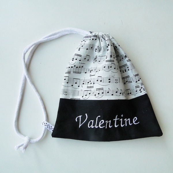 Slippers Bag "music" with first blanket school customizable with drawstring