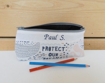 School Kit "save the whales" coloring school doubled cotton denim black and white washable boy