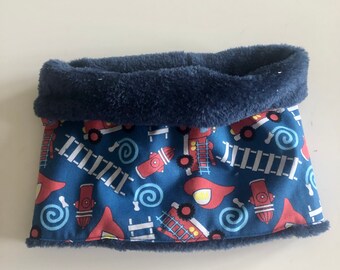 Snood "fireman" child choker reversible cotton and fleece