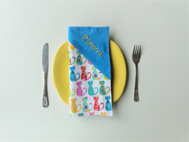 Napkin cats girl lined with first name and cotton message
