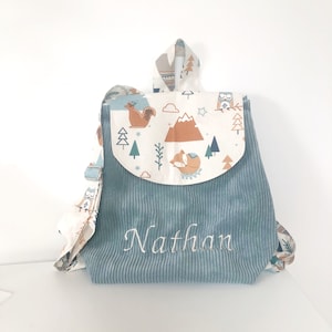 Sac à dos Little Adventure velours côtelé école maternelle enfant SUR COMMANDE personnalisable en coton prénom brodé rentrée des classes image 1