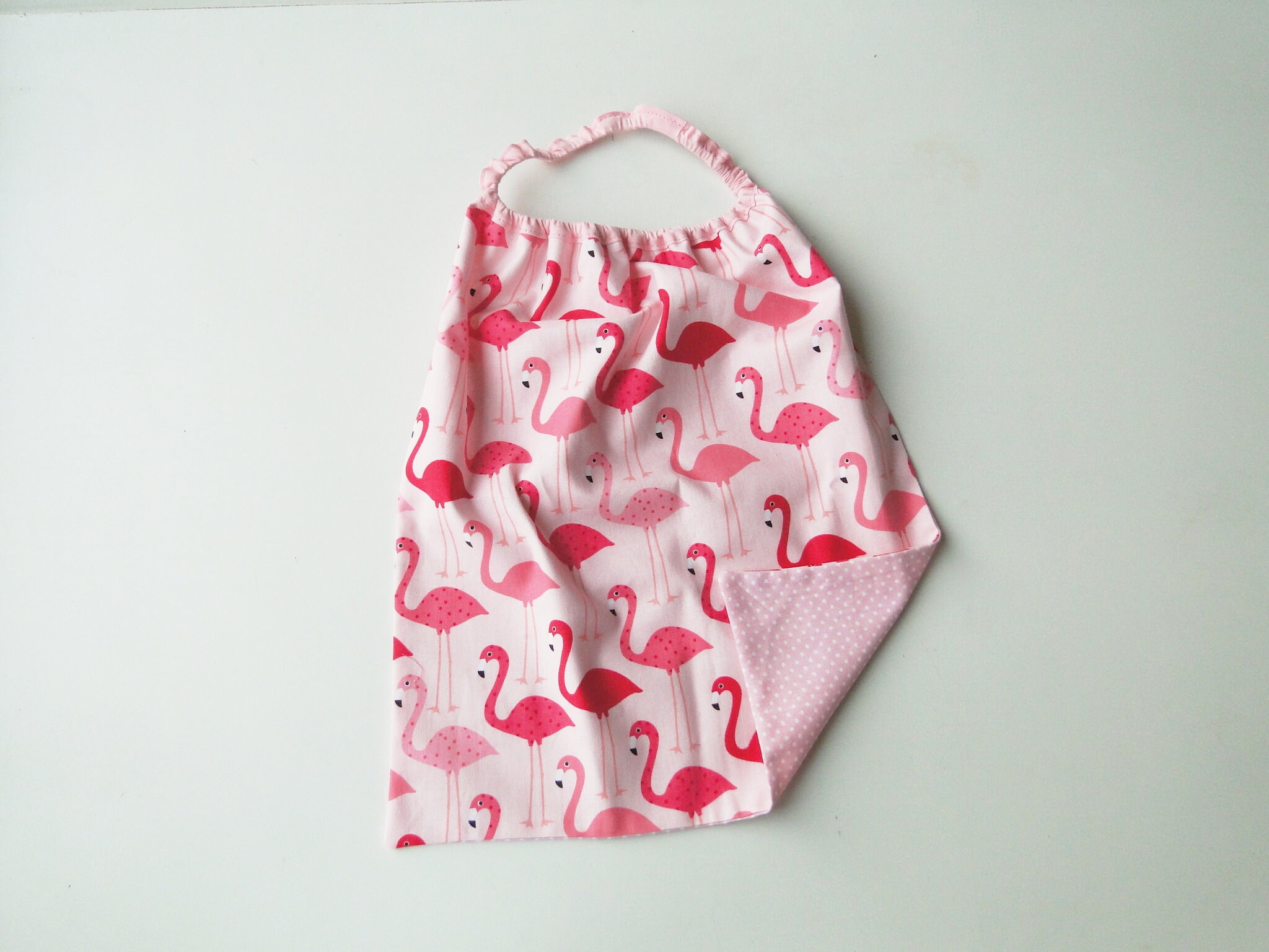 Serviette Élastiquée de Cantine Flamants Roses Pour Fille 2 à 5 Ans École Maternelle Prénom Brodé Él