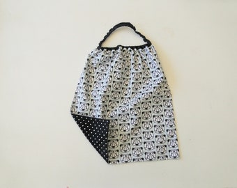 Serviette élastiquée de cantine "panda origami" en coton mixte de 2 à 6 ans école maternelle prénom brodé