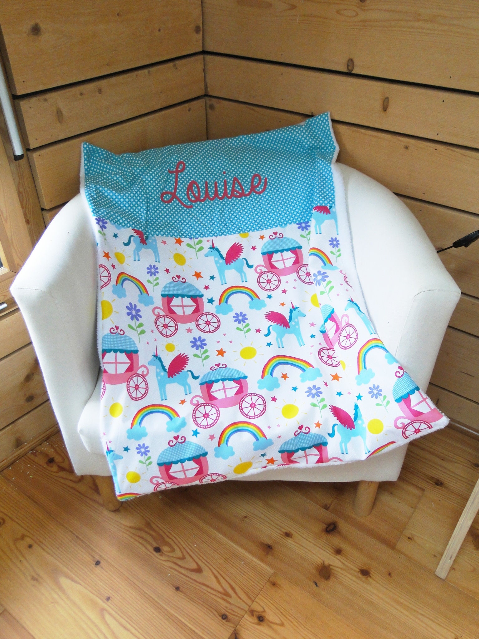 Couverture Bébé Personnalisé sur Commande avec Prénom en Polaire et Coton Cadeau Naissance Bébé