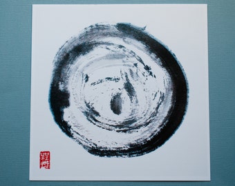 Print: "Cosmos", Japanese ink drawing, sumi-e