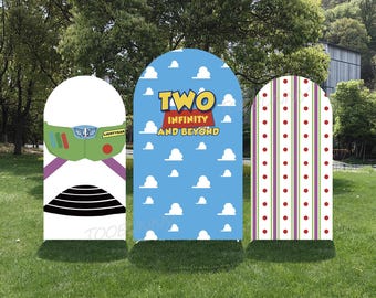 Two Infinity and Beyond Double-Sided Backdrop Arch Cover Custom Name