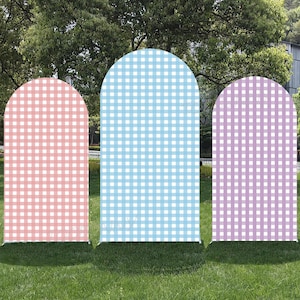Gingham Glory Arch Backdrop | Double-Sided Picnic Perfection Cover | Rustic Wedding & Baby Shower Decor | Custom Color Blocking
