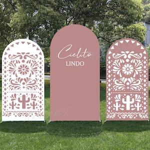 Rose Cielito Lindo Baptism Wedding Double-Sided Arch Cover | Mexican First Fiesta Decor | Custom Name