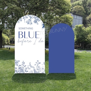 Something Blue Wedding Arch Backdrop Cover: Double-Sided Bridal Shower Decor