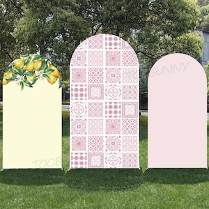 Bridal Shower Arch Backdrop | Double-Sided  Lemon Pink Mediterranean Covers | Bridal Shower Chiara Decor