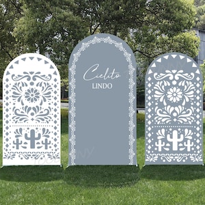 Duty Blue Cielito Lindo Baptism Wedding Double-Sided Arch Cover | Mexican First Fiesta Decor | Custom Name