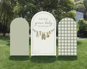 Locally Grown Baby Shower Double-Sided Arch Cover: Custom Farmers Market Backdrop