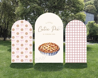 Little Cutie Pie First Birthday Backdrop: Double-Sided Arch Cover