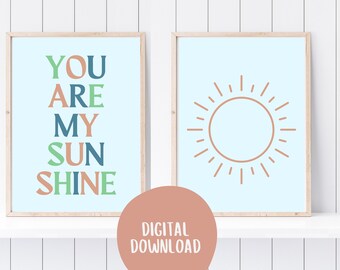 You Are My Sunshine, Nursery print, wall art, aesthetic, Kids room
