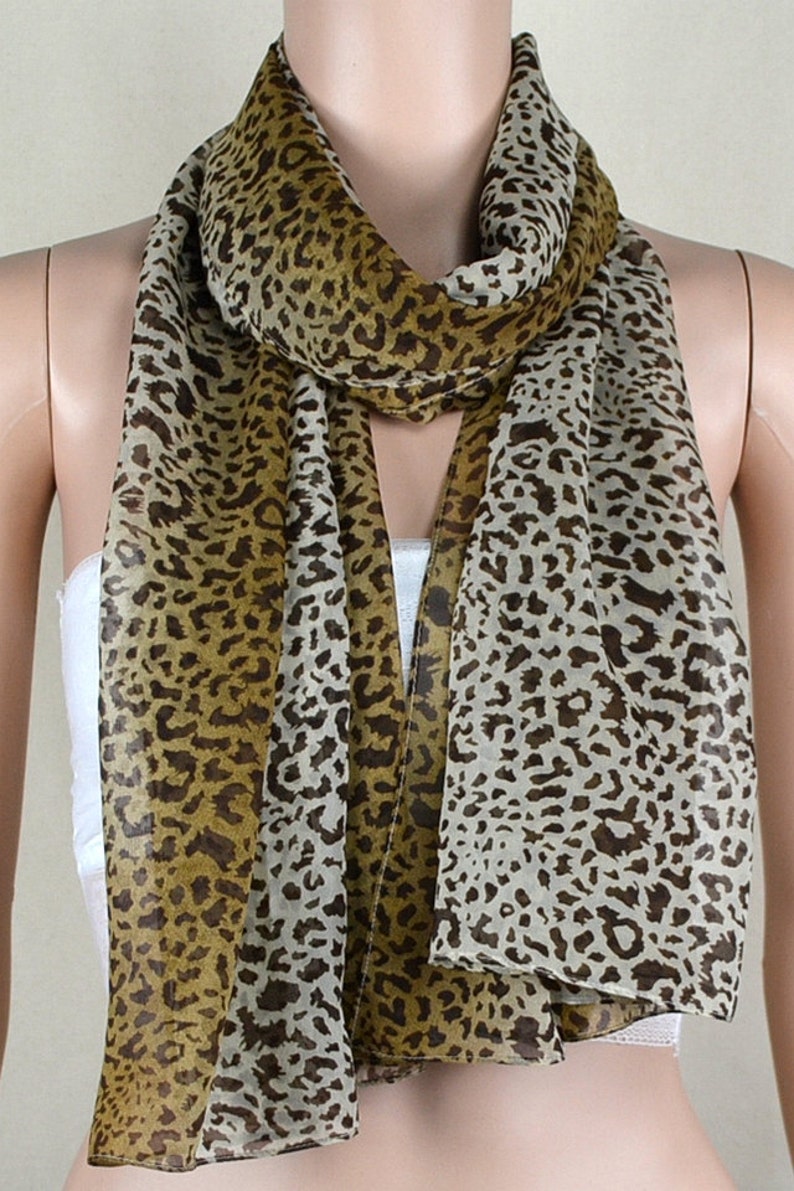 Brown leopard print chiffon scarf thin silk scarves shawls Etsy