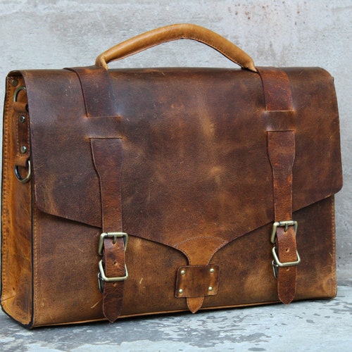 Personalised Real Leather Mens Briefcase Laptop Bag Messenger - Etsy