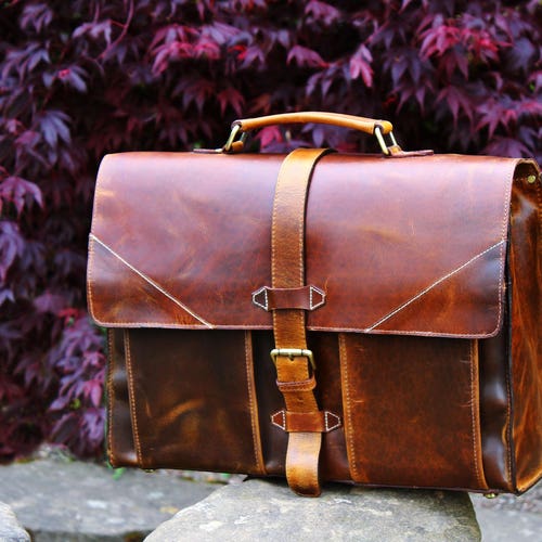 Personalised Real Leather Mens Briefcase Laptop Bag Office - Etsy