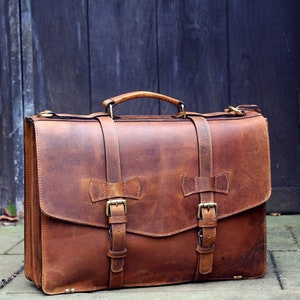 Maletín de cuero auténtico personalizado para hombre, bolso para portátil, bolso tipo mensajero, bolso de hombro para oficina, regalo para él, regalo de Navidad, marrón