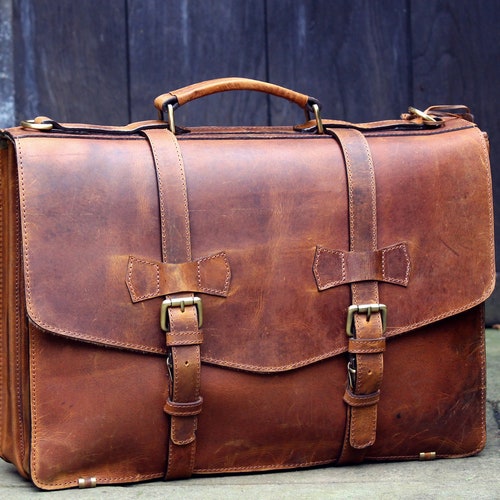 personalised leather briefcase
