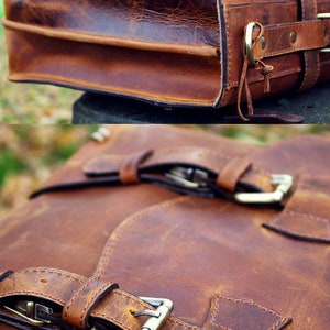 Personalised Real Leather Mens Briefcase Laptop Bag Messenger Bag Office Shoulder Bag Gifts For Him Christmas gift /Brown image 4