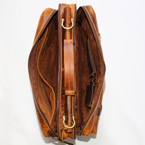 Personalised Real Leather Mens Briefcase Laptop Bag Messenger Bag Office Shoulder Bag Gifts For Him Christmas gift /Brown image 6