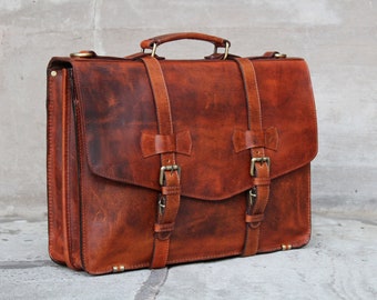Personalised Real Leather Mens Briefcase Laptop Bag Messenger Bag Office Shoulder Bag Gifts For Him Christmas gift