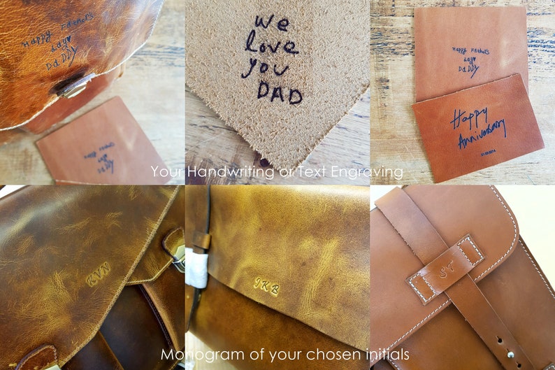 Personalised Handmade Real Leather Mens Briefcase Laptop Bag Messenger Business Travel Vintage Bag Christmas gift for him / Brown image 9