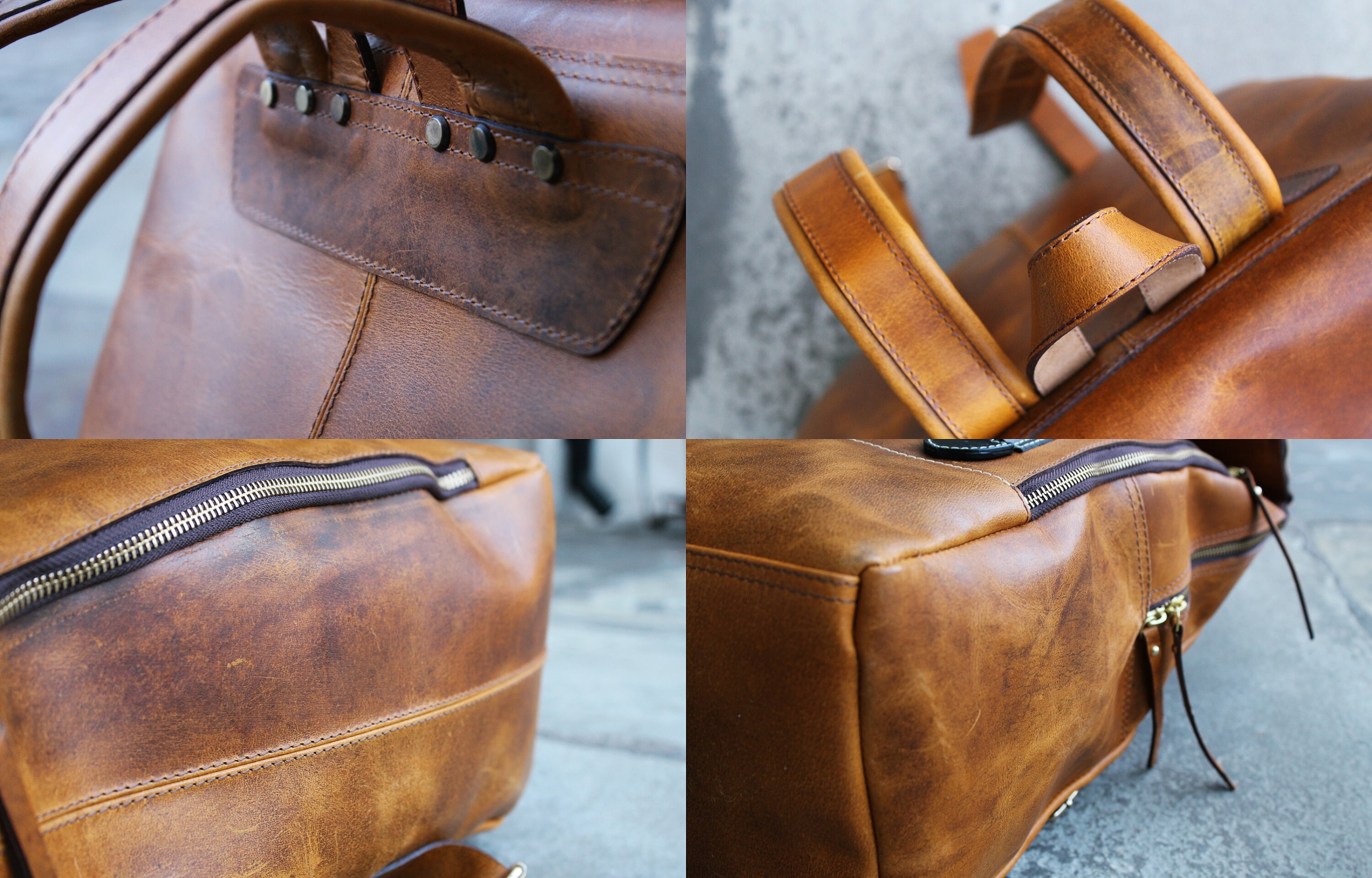 personalised leather rucksack