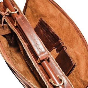 Personalised Handmade Real Leather Mens Briefcase Laptop Bag Messenger Business Travel Vintage Bag Christmas gift for him / Brown image 8