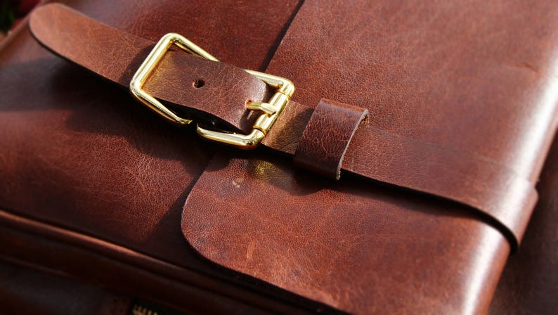 Personalised Handmade Real Leather Mens Briefcase Laptop Bag Messenger Business Travel Vintage Bag Christmas gift for him / Brown image 7