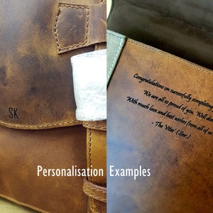 Personalised Handmade Real Leather Mens Briefcase Laptop Business Travel Vintage Bag Christmas Gift for him / Brown image 8