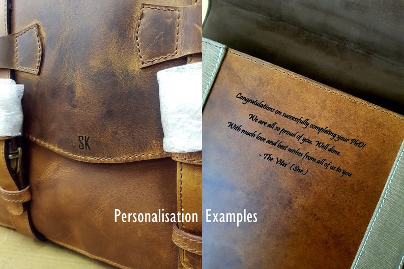 Personalised Handmade Real Leather Mens Briefcase Laptop Business Travel Vintage Bag Christmas Gift for him / Brown image 8