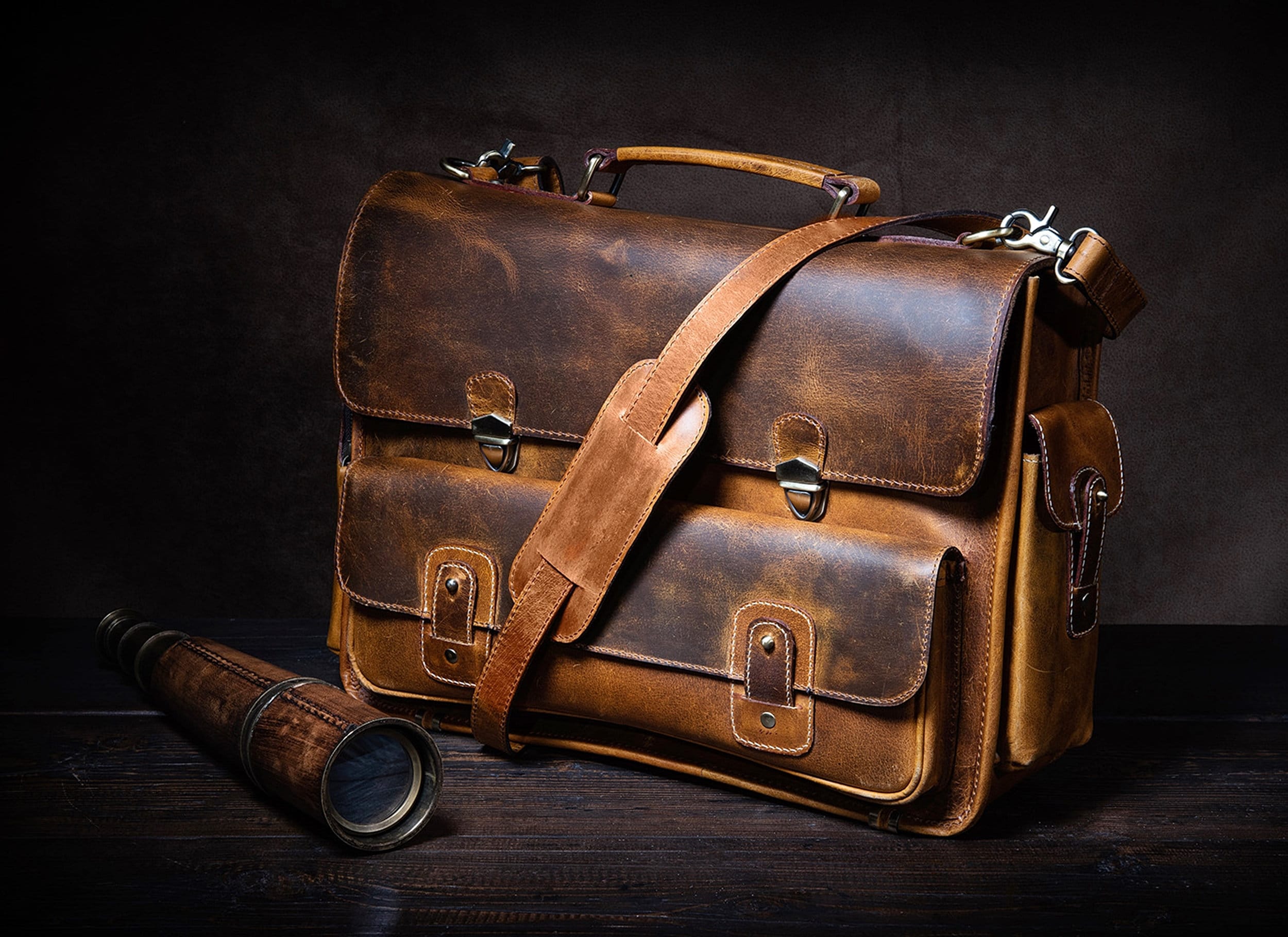 personalized leather briefcase for him