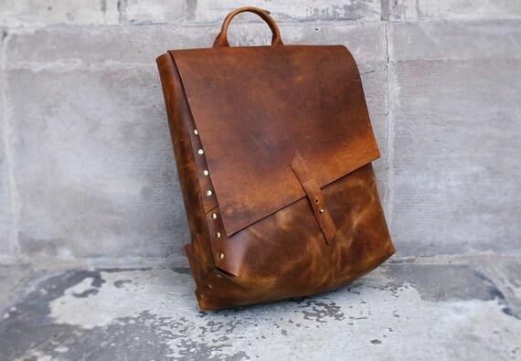 personalised leather rucksack