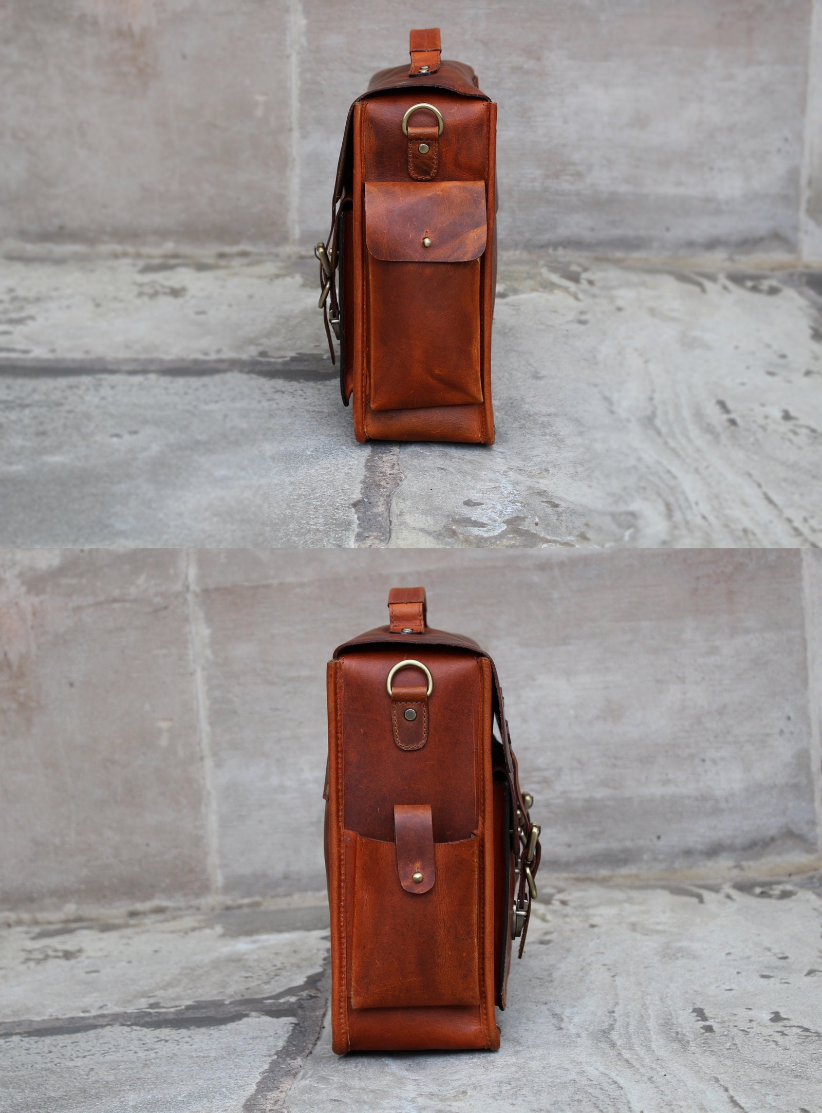 Personalised Handmade Real Top Grain Leather Mens Briefcase | Etsy UK