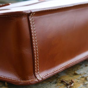Personalised Real Leather Mens Briefcase Laptop Bag Messenger Bag Office Shoulder Bag Gifts For Him Christmas gift /Brown image 8