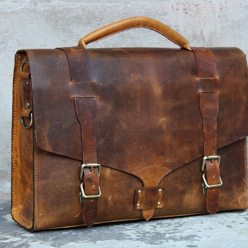 Personalised Real Leather Mens Briefcase Laptop Bag Messenger - Etsy