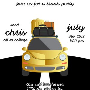 Trunk Party - Going Away to College Party - College Send Off Invitation - Off to College Digital Invitations - Print at Home - Printable