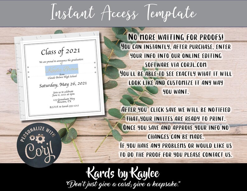 Girls High School Graduation Invitation or Announcement with Envelopes image 8