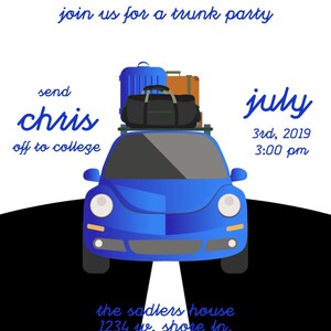 Trunk Party - Going Away to College Party - College Send Off Invitation - Off to College Digital Invitations - Print at Home - Printable