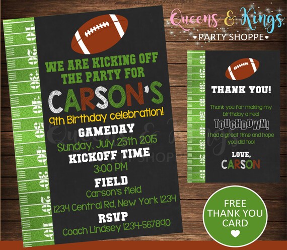 Football Invitation Birthday Invite Sports Nfl Party Sports Etsy