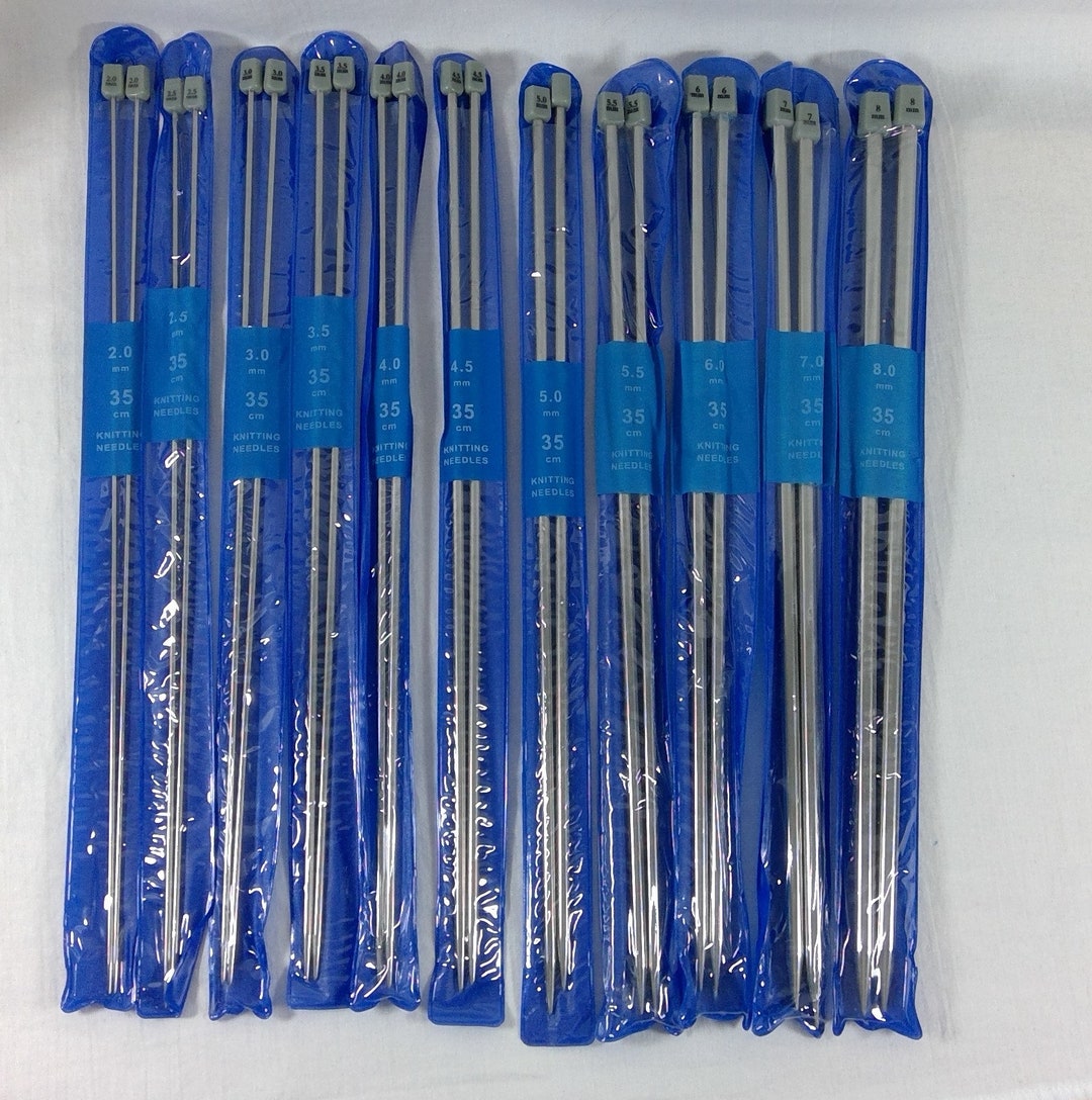 Full Set of 11 Pairs of Stainless Steel Knitting Needles 35cm Etsy UK