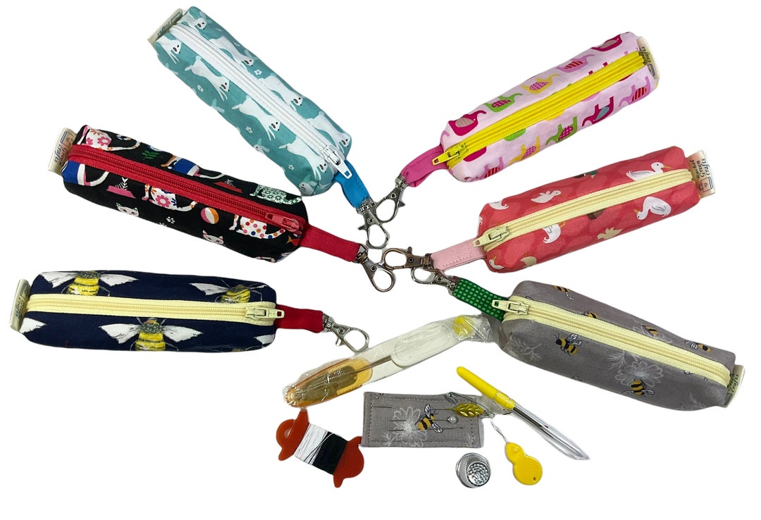 Mini Sewing Kit With Lanyard Clip, Travel Mending Case, Keyring Needle