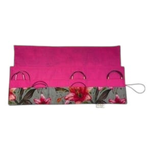 Circular needle case for short needles in floral print, needle wallet, fixed 16” case, 9” sock needles, 12” , knitters gift, needle holder,