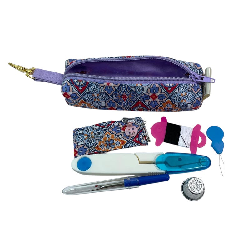 Liberty fabric Mini sewing kit, travel mending case, floral needle case, keychain sewing, sewing notions, stocking filler, ladies gift image 11