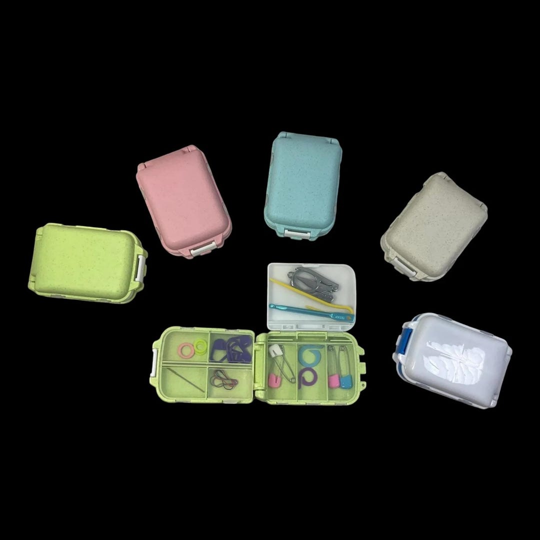 Knitting Notions Box, Stitch Marker Rigid Multi Compartment Organiser ...