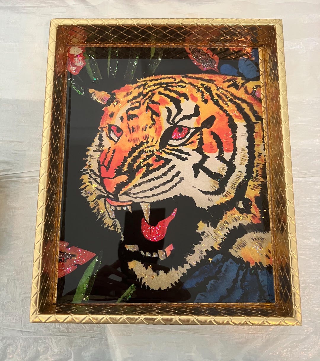 Gucci Tiger Wallpaper Catchall Tray Gold Faux Leather - Etsy