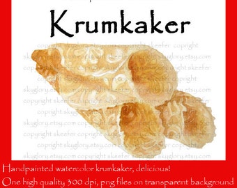 Krumkake Pizzelle Christmas clip art Holiday clip art Watercolor clip art Christmas cookie Waffle cone Ice Cream cone Norwegian dessert Yum!